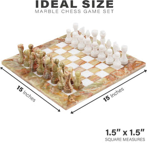 Green Onyx & White 15 Inches Handmade Premium Quality Chess Set