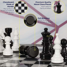 Load image into Gallery viewer, White and Black Premium Quality Metal Figures Chess Set - 38cm
