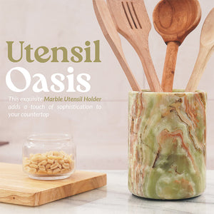 utensil holder-marble utensil holder