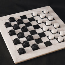 Load image into Gallery viewer, White and Black Handmade 15 Inches Marble Tournament Checkers Set
