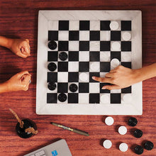 Load image into Gallery viewer, White and Black Handmade 15 Inches Marble Tournament Checkers Set
